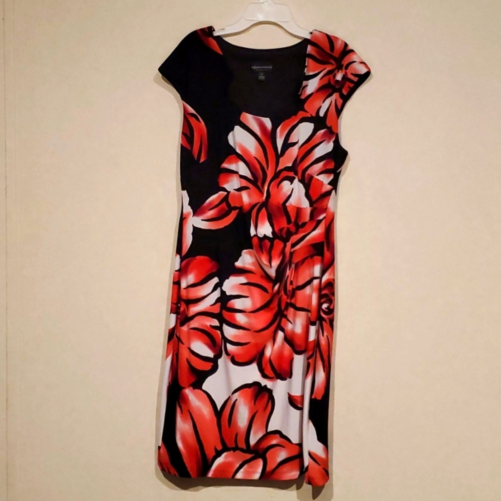 Floral red and black dress. Size 12